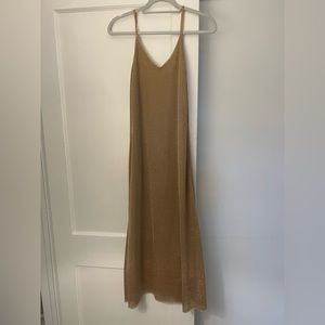 Zara Gold Shimmer Midi Slip Dress- Small